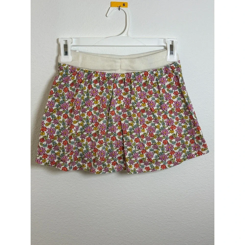 Old Navy Girls Floral Skort Size M 8 Pink Yellow Blue Ribbed Waistband